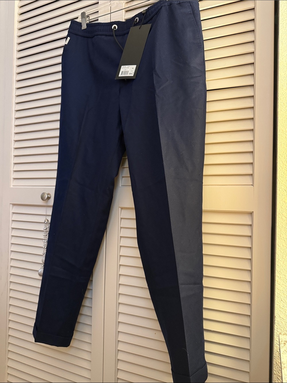 The Kooples Mottled Flannel Navy Drawstring Pants Size 48 or Medium NWT Norstrom